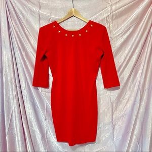 Vintage 80s Gold Heart Charm Mini Dress